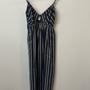 Never worn diamond-jacquard stripes, cotton, empire waist, triangular cut out